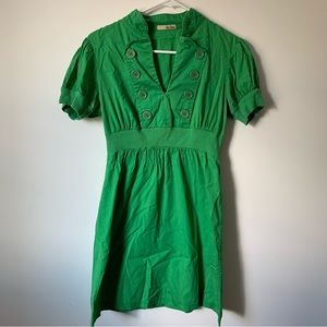 BeBop 00’s Green Short Sleeve V-Neck Mini Dress